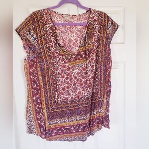 Lucky Brand Boho Embellished Peasant Blouse XL